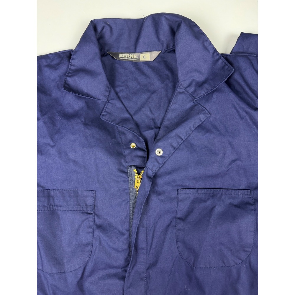 Berne Mens XL Short Sleeve Zip Front Workwear Coveralls Navy Blue Utility Suit